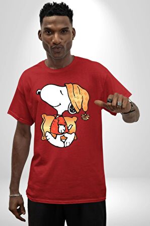 Yastık Uyku Uyku Tulumu Pamuklu Bisiklet Yaka Kadın Erkek Oversize Boyfriend Dijital Baskılı Kırmızı T-shirt