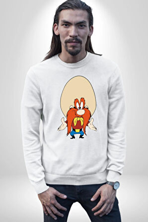 Looney Tunes Küfürbaz Haydo Kadın Erkek Beyaz Sweatshirt 