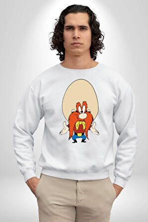 Looney Tunes Küfürbaz Haydo Kadın Erkek Beyaz Sweatshirt 