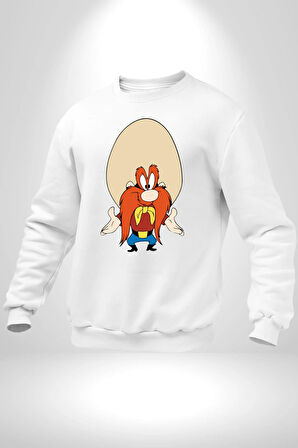 Looney Tunes Küfürbaz Haydo Kadın Erkek Beyaz Sweatshirt 