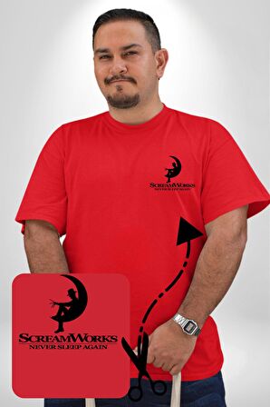 Korku Filmi Birdaha Uyku Uyuyamayacaksın Kırmızı Büyük Beden Kadın Basic Minimal Baskılı Tişört