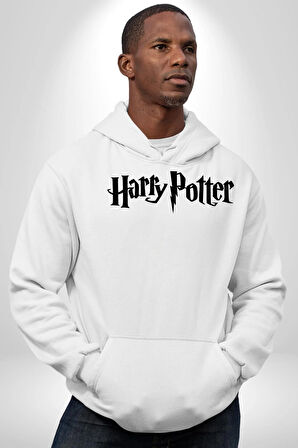 Harry Potter Kadın Erkek  Beyaz Kapüşonlu Sweatshirt Hoodie