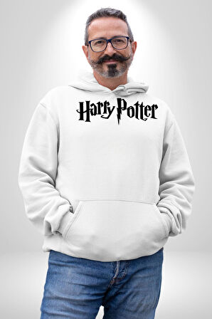 Harry Potter Kadın Erkek  Beyaz Kapüşonlu Sweatshirt Hoodie