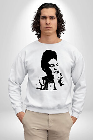 Frida Kahlo Kadın Erkek Beyaz Sweatshirt 