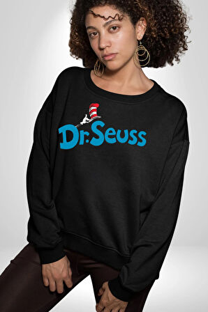 Dr Seuss Kadın Erkek Siyah Sweatshirt 