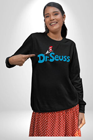 Dr Seuss Kadın Erkek Siyah Sweatshirt 