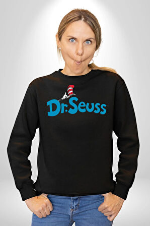 Dr Seuss Kadın Erkek Siyah Sweatshirt 