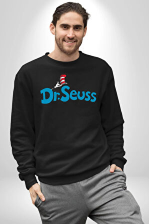 Dr Seuss Kadın Erkek Siyah Sweatshirt 