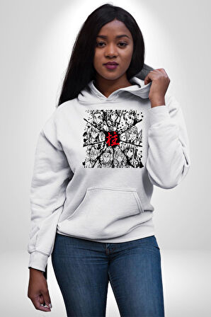 Anime Demon Slayer Hashira Kadın Erkek  Beyaz Kapüşonlu Sweatshirt Hoodie