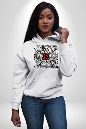 Anime Demon Slayer Hashira Kadın Erkek  Beyaz Kapüşonlu Sweatshirt Hoodie