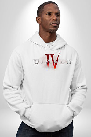 DIABLO oyun  Kadın Erkek  Beyaz Kapüşonlu Sweatshirt Hoodie