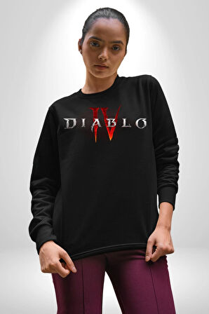 DIABLO oyun  Kadın Erkek Siyah Sweatshirt 