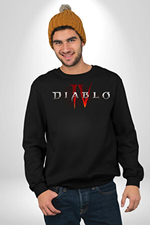 DIABLO oyun  Kadın Erkek Siyah Sweatshirt 