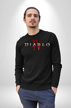 DIABLO oyun  Kadın Erkek Siyah Sweatshirt 