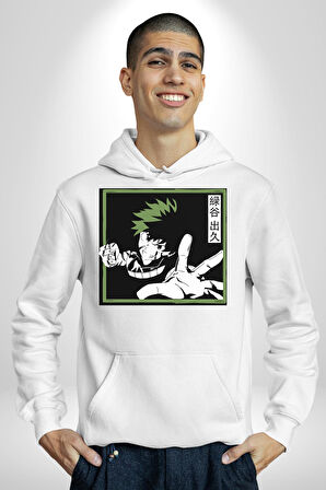 My Hero Academia  Dabi Anime  Kadın Erkek  Beyaz Kapüşonlu Sweatshirt Hoodie