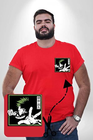 My Hero Academia  Dabi Anime  Kırmızı Büyük Beden Kadın Basic Minimal Baskılı Tişört