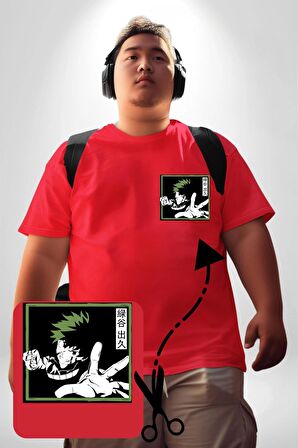 My Hero Academia  Dabi Anime  Kırmızı Büyük Beden Kadın Basic Minimal Baskılı Tişört