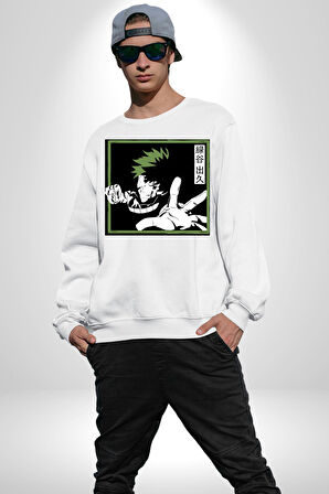 My Hero Academia  Dabi Anime  Kadın Erkek Beyaz Sweatshirt 