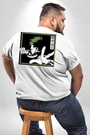 My Hero Academia  Dabi Anime  Büyük Beden Beyaz Tişört Kadın Erkek Ünisex Sırt Baskılı
