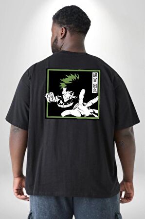 My Hero Academia  Dabi Anime  Büyük Beden Siyah Tişört Kadın Erkek Ünisex Sırt Baskılı