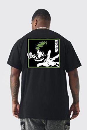 My Hero Academia  Dabi Anime  Büyük Beden Siyah Tişört Kadın Erkek Ünisex Sırt Baskılı