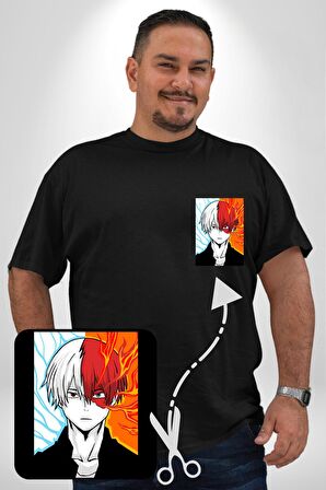 My Hero Academia Boku Anime  Siyah Büyük Beden Kadın Basic Minimal Baskılı Tişört