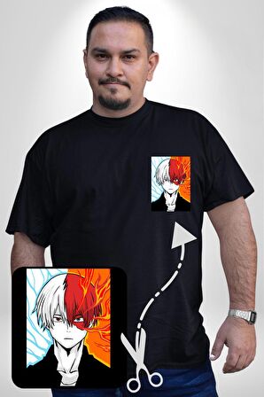 My Hero Academia Boku Anime  Siyah Büyük Beden Kadın Basic Minimal Baskılı Tişört