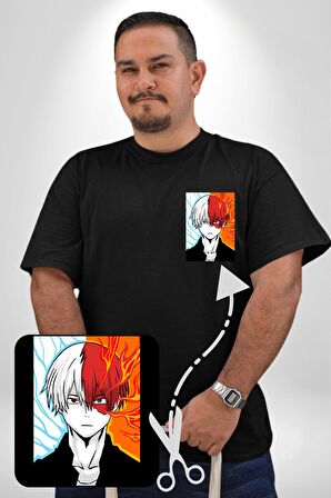My Hero Academia Boku Anime  Siyah Büyük Beden Kadın Basic Minimal Baskılı Tişört
