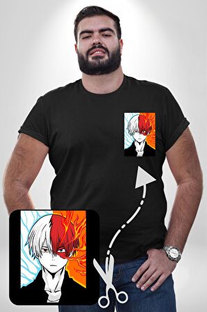 My Hero Academia Boku Anime  Siyah Büyük Beden Kadın Basic Minimal Baskılı Tişört
