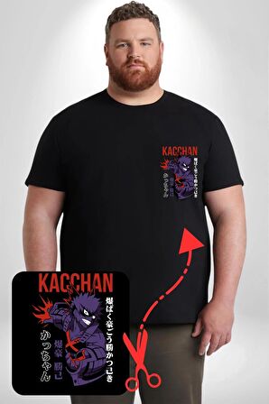 Kasuki Bakugo Anime  Siyah Büyük Beden Kadın Basic Minimal Baskılı Tişört