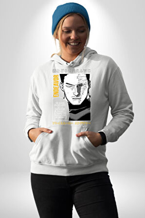 Enji Todoroki Manga Kadın Erkek  Beyaz Kapüşonlu Sweatshirt Hoodie