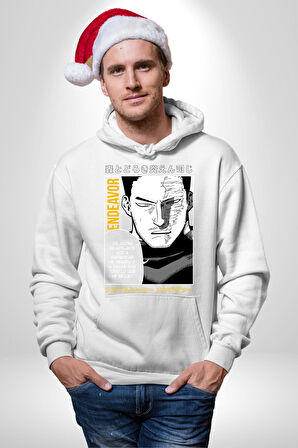 Enji Todoroki Manga Kadın Erkek  Beyaz Kapüşonlu Sweatshirt Hoodie