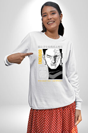 Enji Todoroki Manga Kadın Erkek Beyaz Sweatshirt 