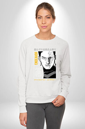 Enji Todoroki Manga Kadın Erkek Beyaz Sweatshirt 