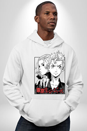 Tokyo İntikamcıları Anime Tokyo Revengers Kadın Erkek  Beyaz Kapüşonlu Sweatshirt Hoodie