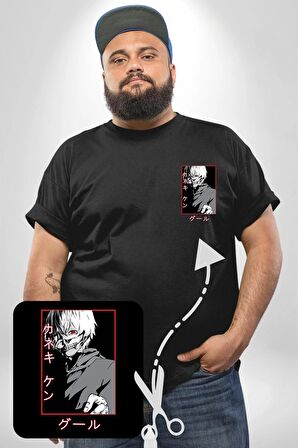 Kaneki Ken Kuma Japon Anime Şeytan Siyah Büyük Beden Kadın Basic Minimal Baskılı Tişört