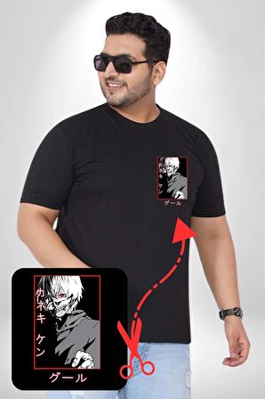 Kaneki Ken Kuma Japon Anime Şeytan Siyah Büyük Beden Kadın Basic Minimal Baskılı Tişört
