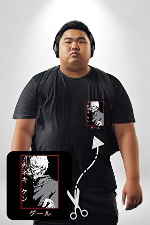 Kaneki Ken Kuma Japon Anime Şeytan Siyah Büyük Beden Kadın Basic Minimal Baskılı Tişört