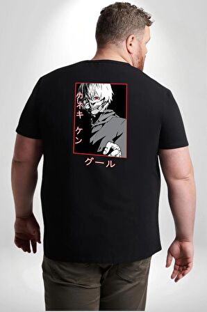 Kaneki Ken Kuma Japon Anime Şeytan Büyük Beden Siyah Tişört Kadın Erkek Ünisex Sırt Baskılı