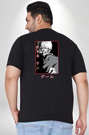 Kaneki Ken Kuma Japon Anime Şeytan Büyük Beden Siyah Tişört Kadın Erkek Ünisex Sırt Baskılı
