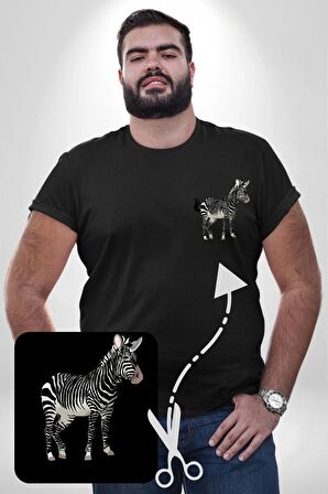 Zürafa Siyah Büyük Beden Kadın Basic Minimal Baskılı Tişört
