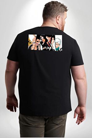 Bleach Anime  Büyük Beden Siyah Tişört Kadın Erkek Ünisex Sırt Baskılı