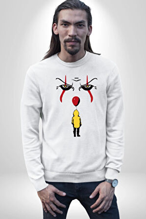 Pennywise Vs Georgie Korku Filmi Kadın Erkek Beyaz Sweatshirt 