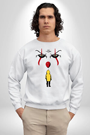 Pennywise Vs Georgie Korku Filmi Kadın Erkek Beyaz Sweatshirt 