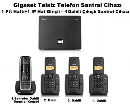 Gigaset C530 IP 4 Dahili Dect Telsiz Kablosuz Telefon Santrali