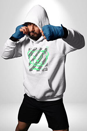 Savaşma Teddy Bear Kadın Erkek  Beyaz Kapüşonlu Sweatshirt Hoodie