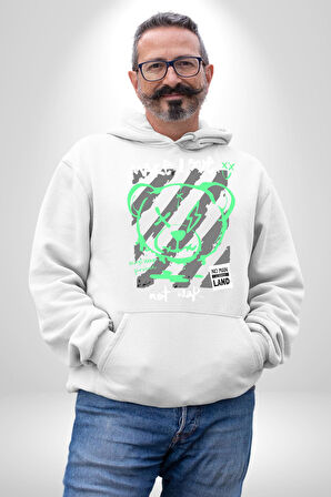 Savaşma Teddy Bear Kadın Erkek  Beyaz Kapüşonlu Sweatshirt Hoodie