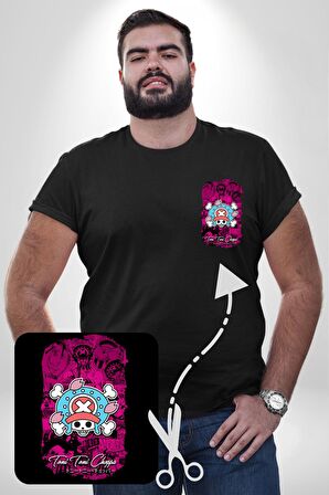 Toni Toni Chopper One Piece Anime Siyah Büyük Beden Kadın Basic Minimal Baskılı Tişört