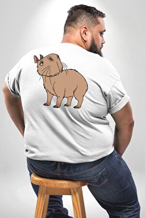 Chispi Büyük Beden Beyaz Tişört Kadın Erkek Ünisex Sırt Baskılı