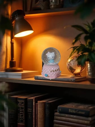 Hello Kity pilli Işıklı Müzikli Sulu polyester 12 cm *8,5 cm Kar Küresi (dilediğiniz notu hediye paketi üzerine yazılı şeklinde gönderim yapılmaktadır)